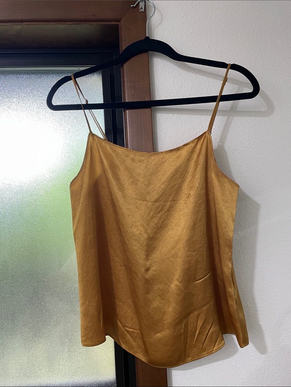 Babaton Gold Satin Spaghetti Strap Cami Small
